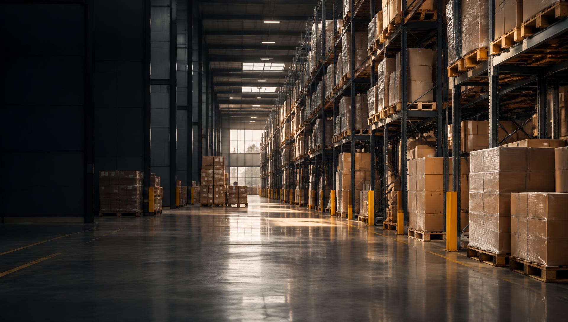 Geordende loods met pallets